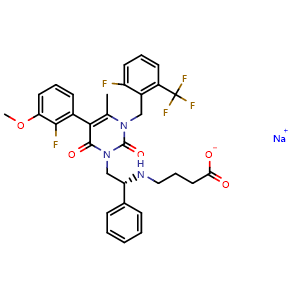 Chemical structure of Elagolix sodium salt , CAS 832720-36-2, AChemBlock L14956