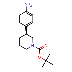 Chemical structure of tert-butyl (3S)-3-(4-aminophenyl)piperidine-1-carboxylate , CAS 1171197-20-8, AChemBlock L14982