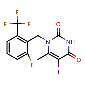 1-{[2-fluoro-6-(trifluoromethyl)phenyl]methyl}-5-iodo-6-methyl-1,2,3,4-tetrahydropyrimidine-2,4-dione