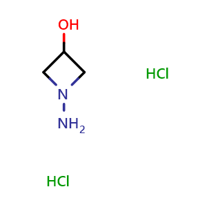 Chemical structure of 1-aminoazetidin-3-ol dihydrochloride , CAS 2007919-87-9, AChemBlock L18024