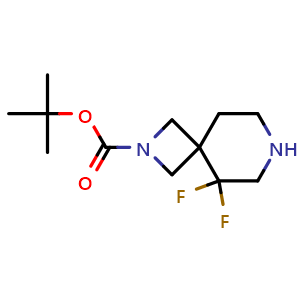Chemical structure of tert-butyl 5,5-difluoro-2,7-diazaspiro[3.5]nonane-2-carboxylate , CAS 2007920-32-1, AChemBlock L18027
