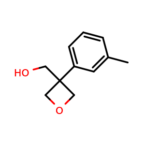 Chemical structure of [3-(3-methylphenyl)oxetan-3-yl]methanol , CAS 1904269-10-8, AChemBlock L18046