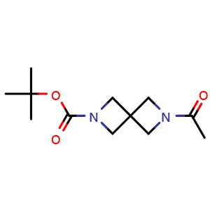 Chemical structure of tert-butyl 6-acetyl-2,6-diazaspiro[3.3]heptane-2-carboxylate , CAS 1349875-71-3, AChemBlock L18054