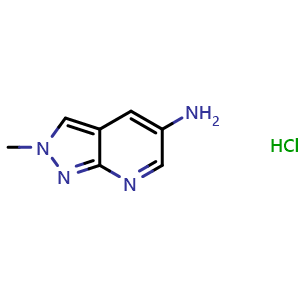 Chemical structure of 2-methyl-2H-pyrazolo[3,4-b]pyridin-5-amine hydrochloride , CAS 2007916-97-2, AChemBlock L18102
