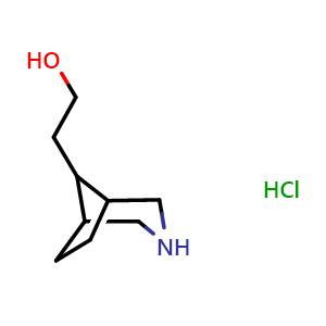 Chemical structure of 8-hydroxyethyl-3-azabicyclo[3.2.1]octane hydrochloride , CAS 1427396-74-4, AChemBlock L18115