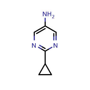 Chemical structure of 2-cyclopropylpyrimidin-5-amine , CAS 1152519-69-1, AChemBlock L18124