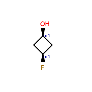 Chemical structure of cis-3-fluorocyclobutanol , CAS 1314961-80-2, AChemBlock L18143