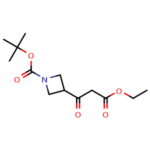 Chemical structure of tert-butyl 3-(3-ethoxy-3-oxopropanoyl)azetidine-1-carboxylate , CAS 1025029-60-0, AChemBlock L18152