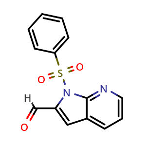 Chemical structure of 1-(benzenesulfonyl)-1H-pyrrolo[2,3-b]pyridine-2-carbaldehyde , CAS 189089-91-6, AChemBlock L18171