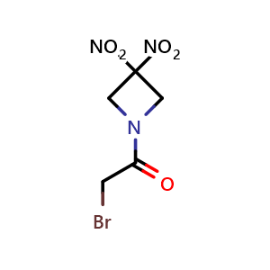 Chemical structure of 2-bromo-1-(3,3-dinitroazetidin-1-yl)ethan-1-one , CAS 925206-65-1, AChemBlock L18209
