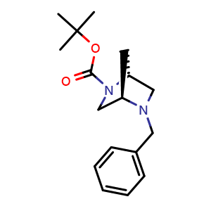 Chemical structure of tert-butyl (1R,4R)-5-benzyl-2,5-diazabicyclo[2.2.1]heptane-2-carboxylate , CAS 134003-83-1, AChemBlock L18230
