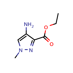 Chemical structure of ethyl 4-amino-1-methyl-pyrazole-3-carboxylate , CAS 1228552-85-9, AChemBlock L18253