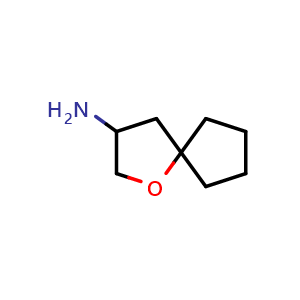 Chemical structure of 1-oxaspiro[4.4]nonan-3-amine , CAS 915920-80-8, AChemBlock L18272