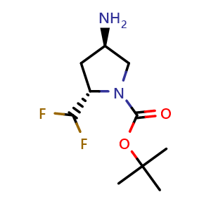 Chemical structure of tert-butyl (2S,4R)-4-amino-2-(difluoromethyl)pyrrolidine-1-carboxylate , CAS 1207852-96-7, AChemBlock L18277
