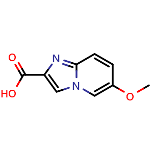 Chemical structure of 6-methoxyimidazo[1,2-a]pyridine-2-carboxylic acid , CAS 1159832-92-4, AChemBlock L18291