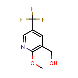 Chemical structure of [2-methoxy-5-(trifluoromethyl)pyridin-3-yl]methanol , CAS 1227581-36-3, AChemBlock L18295