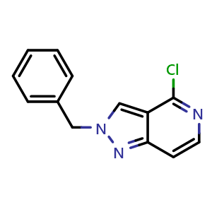 Chemical structure of 2-Benzyl-4-chloro-2H-pyrazolo[4,3-c]pyridine , CAS 41372-95-6, AChemBlock L18297