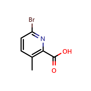 Chemical structure of 6-bromo-3-methylpyridine-2-carboxylic acid , CAS 1211516-18-5, AChemBlock L18299