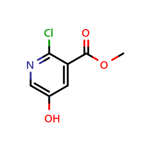 Chemical structure of methyl 2-chloro-5-hydroxypyridine-3-carboxylate , CAS 1256834-59-9, AChemBlock L18307