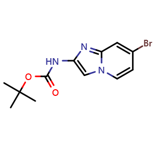 Chemical structure of tert-butyl N-{7-bromoimidazo[1,2-a]pyridin-2-yl}carbamate , CAS 1445951-50-7, AChemBlock L18313