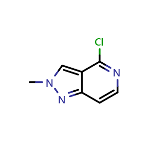 Chemical structure of 4-chloro-2-methyl-2H-pyrazolo[4,3-c]-pyridine , CAS 41372-94-5, AChemBlock L18315