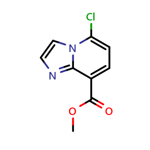 Chemical structure of methyl 5-chloroimidazo[1,2-a]pyridine-8-carboxylate , CAS 1402911-36-7, AChemBlock L18319