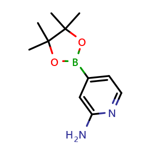 Chemical structure of 4-(tetramethyl-1,3,2-dioxaborolan-2-yl)pyridin-2-amine , CAS 1195995-72-2, AChemBlock L18324