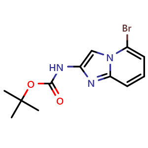 Chemical structure of tert-butyl N-{5-bromoimidazo[1,2-a]pyridin-2-yl}carbamate , CAS 1935349-92-0, AChemBlock L18329