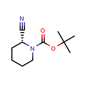 Chemical structure of tert-butyl (R)-2-cyanopiperidine-1-carboxylate , CAS 940000-26-0, AChemBlock L18340
