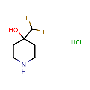 Chemical structure of 4-(difluoromethyl)piperidin-4-ol hydrochloride , CAS 1803595-35-8, AChemBlock L18370