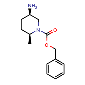 Chemical structure of benzyl (2S,5R)-5-amino-2-methylpiperidine-1-carboxylate , CAS 1207947-49-6, AChemBlock L18372