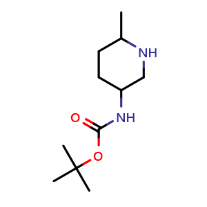 Chemical structure of tert-butyl 6-methylpiperidin-3-ylcarbamate , CAS 1150618-39-5, AChemBlock L18373