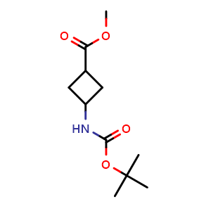 Chemical structure of methyl 3-{[(tert-butoxy)carbonyl]amino}cyclobutane-1-carboxylate , CAS 1234616-81-9, AChemBlock L18401
