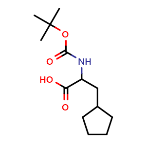 Chemical structure of 2-((tert-butoxycarbonyl)amino)-3-cyclopentylpropanoic acid , CAS 401514-71-4, AChemBlock L18408