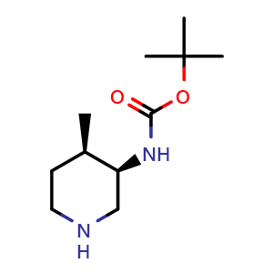 Chemical structure of tert-butyl N-[(3R,4R)-4-methylpiperidin-3-yl]carbamate , CAS 250275-22-0, AChemBlock L18416