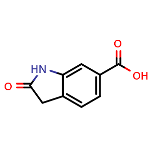 Chemical structure of 2-oxo-2,3-dihydro-1H-indole-6-carboxylic acid , CAS 334952-09-9, AChemBlock L18461