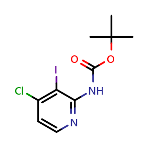 Chemical structure of tert-butyl N-(4-chloro-3-iodopyridin-2-yl)carbamate , CAS 868733-96-4, AChemBlock L18464