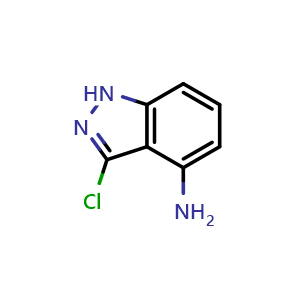 Chemical structure of 3-chloro-1H-indazol-4-amine , CAS 54768-48-8, AChemBlock L18474