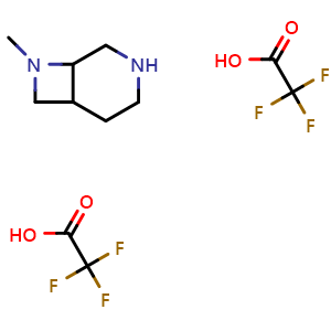 Chemical structure of 8-methyl-3,8-diazabicyclo[4.2.0]octane; bis(trifluoroacetic acid) , CAS 2007924-92-5, AChemBlock L18513