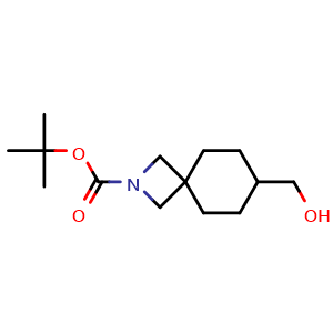 Chemical structure of tert-butyl 7-(hydroxymethyl)-2-azaspiro[3.5]nonane-2-carboxylate , CAS 1434141-69-1, AChemBlock L18518
