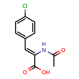 Chemical structure of (2Z)-2-(Acetylamino)-3-(4-chlorophenyl)acrylic acid , CAS 88681-63-4, AChemBlock L18537
