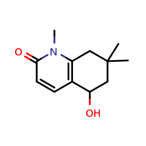 Chemical structure of 5-Hydroxy-1,7,7-trimethyl-5,6,7,8-tetrahydroquinolin-2(1H)-one , CAS 923679-85-0, AChemBlock L18550