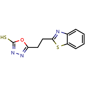 Chemical structure of 5-[2-(1,3-benzothiazol-2-yl)ethyl]-1,3,4-oxadiazole-2-thiol , CAS 1283108-44-0, AChemBlock L18561
