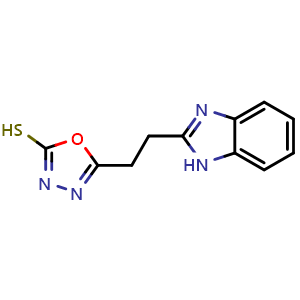 Chemical structure of 5-[2-(1H-benzimidazol-2-yl)ethyl]-1,3,4-oxadiazole-2-thiol , CAS 1283109-16-9, AChemBlock L18574