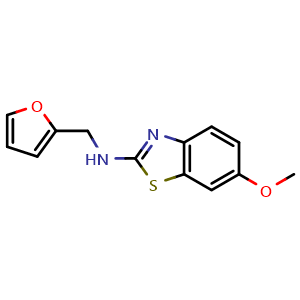 Chemical structure of N-(2-furylmethyl)-6-methoxy-1,3-benzothiazol-2-amine , CAS 16763-25-0, AChemBlock L18594