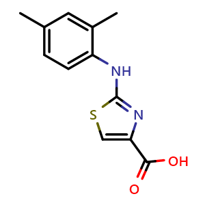 Chemical structure of 2-[(2,4-dimethylphenyl)amino]-1,3-thiazole-4-carboxylic acid , CAS 1176779-79-5, AChemBlock L18608