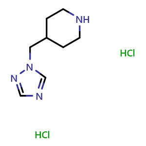 Chemical structure of 4-(1H-1,2,4-triazol-1-ylmethyl)piperidine dihydrochloride , CAS 1351659-05-6, AChemBlock L18614