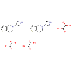 Chemical structure of 5-(azetidin-3-yl)-4,5,6,7-tetrahydrothieno[3,2-c]pyridine sesquioxalate , CAS 1949815-93-3, AChemBlock L18669