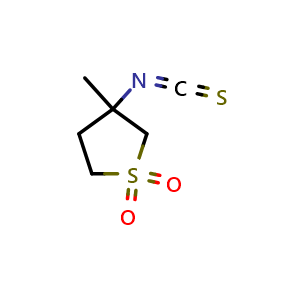 Chemical structure of 3-Isothiocyanato-3-methyltetrahydrothiophene 1,1-dioxide , CAS 507455-93-8, AChemBlock L18688