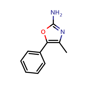 Chemical structure of 4-methyl-5-phenyl-1,3-oxazol-2-amine , CAS 33124-11-7, AChemBlock L18692